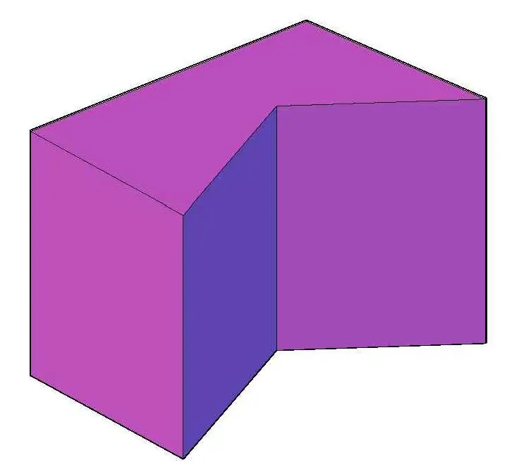 Prisma pentagonal reto côncavo