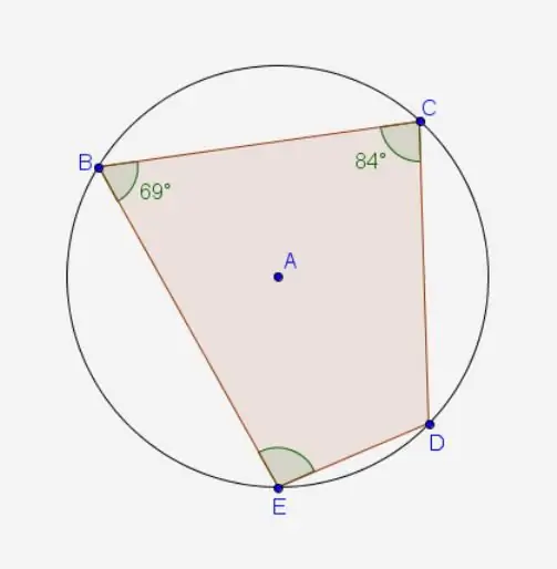 quadrilateral ABCD yog sau nyob rau hauv ib lub voj voog