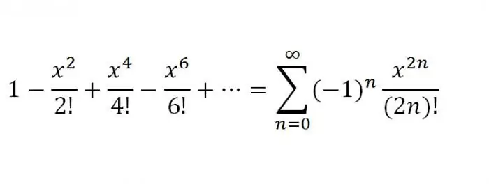 Serier for f(x)=cos x