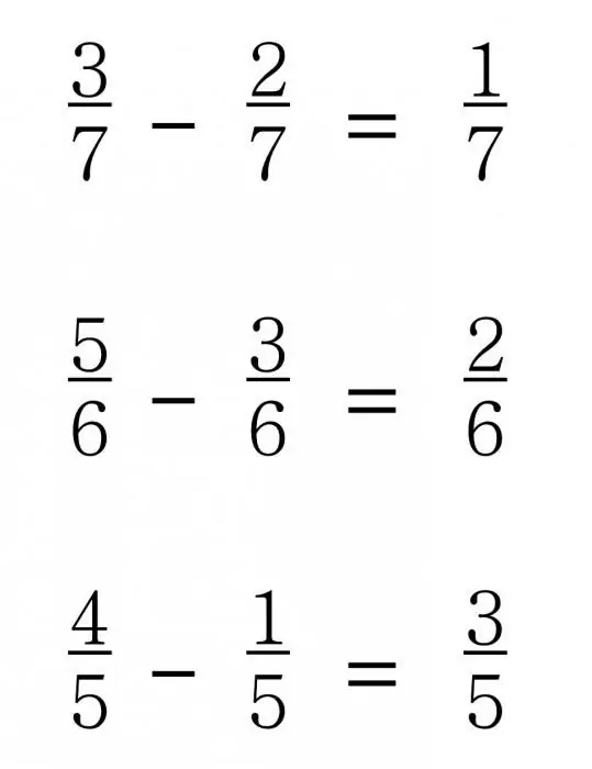 изваждане на обикновени дроби
