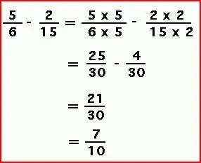 pagbabawas ng fraction