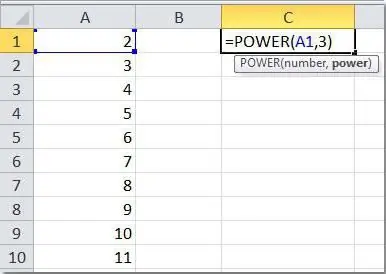 como elevar un numero a exponente negativo en excel