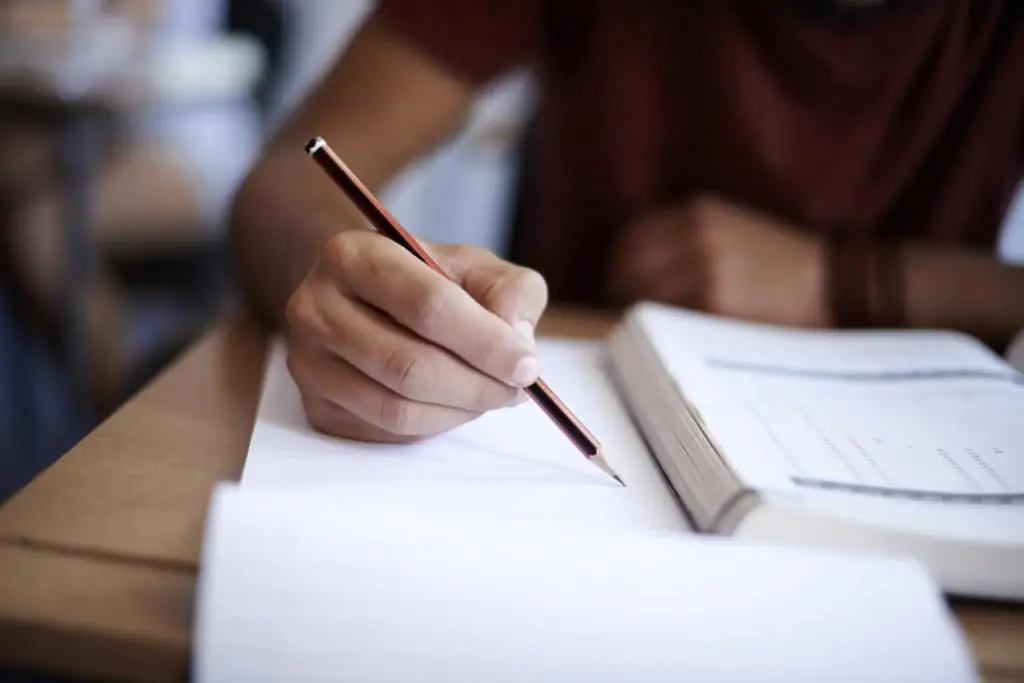 Girl taking an exam