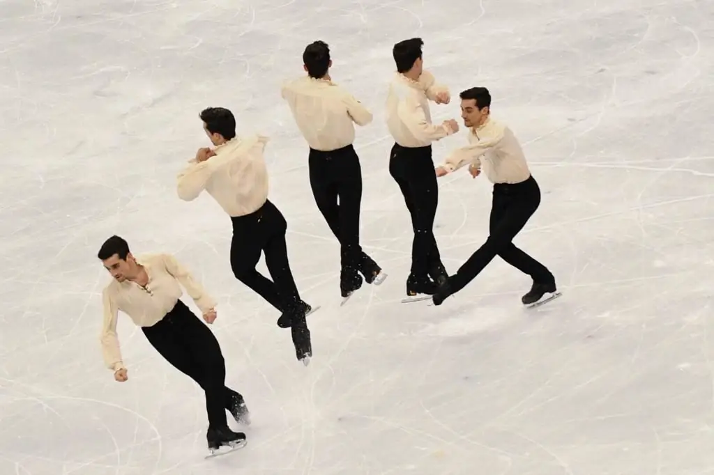 Rotación de patinadores sobre hielo